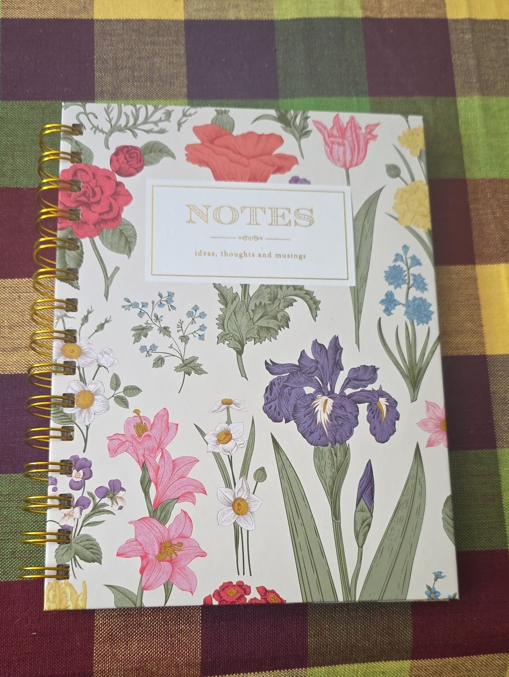 Floral Notes Spiral Notebook - White with Multicolor Floral Print